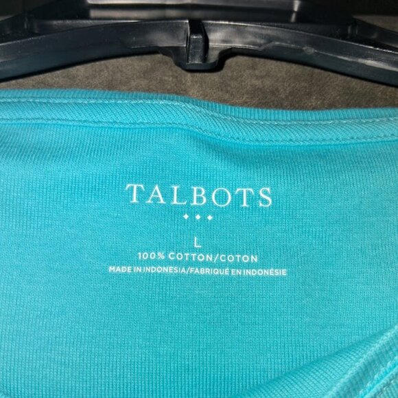 Talbots Cotton Boat Neck Aqua Blue Tank NWT Sz L - Picture 3 of 4